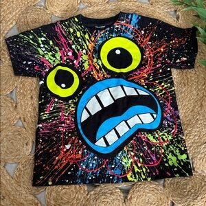 COUCHUK UV reactive Tshirt Handmade UK Club shirt Artwork. Size L boys